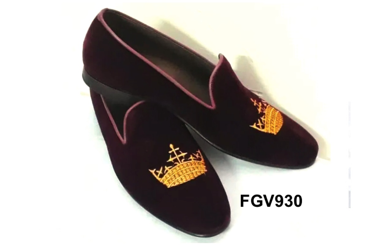 Fluwelen meisjesloafers met kroonborduurwerk